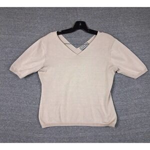 Laura Leigh LTD Womens Sweater Large Tan Silk Nylon Office Casual Stretch